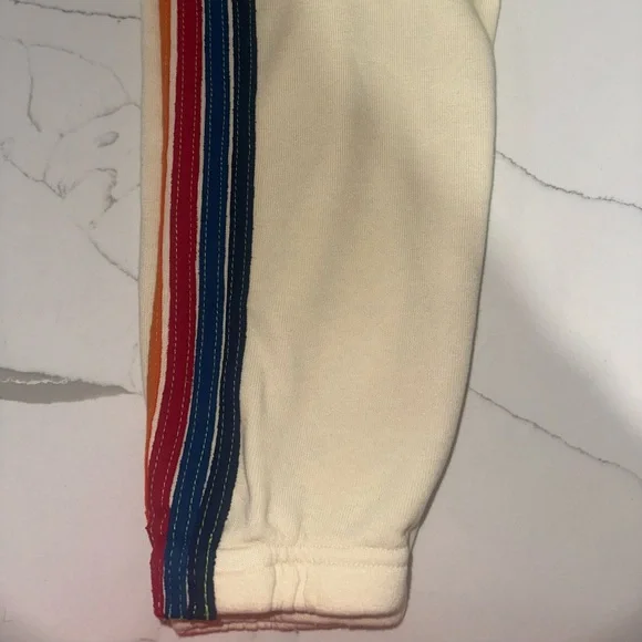 NWT - Aviator Nation 5 Stripe Sweatpants | Vintage White | XS - Picture 7 of 8